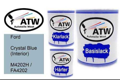 Ford, Crystal Blue (Interior), M4202H / FA4202: 1L Lackdose + 1L Klarlack + 500ml Härter - Set, von ATW Autoteile West.